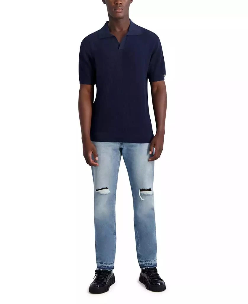 Karl Lagerfeld Paris Men's Johnny Collar Texture Sweater Polo Shirt 5