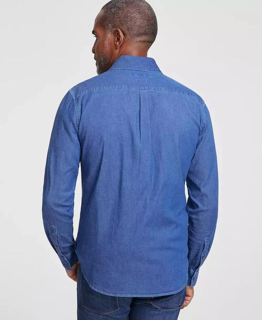 Michael Kors Men's Slim-Fit Double Pocket Chambray Long-Sleeve Button-Down Shirt 2