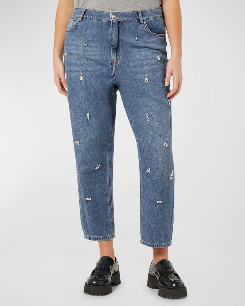 Marina Rinaldi Plus Size Uvina Crop Rhinestone Denim Jeans