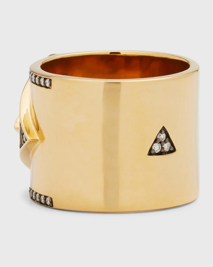 Harwell Godfrey 18K Yellow Gold Amina Cigar Band With Diamonds and Black Rhodium, Size 7 3