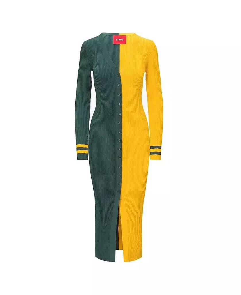 Women's Green, Gold Green Bay Packers Shoko Knit Button-Up Sweater Dress   On Sale Now with Up to 21% Off | Discover Exclusive Deals & Savings at  BeyondStyle  Authentic Staud dress|sports
