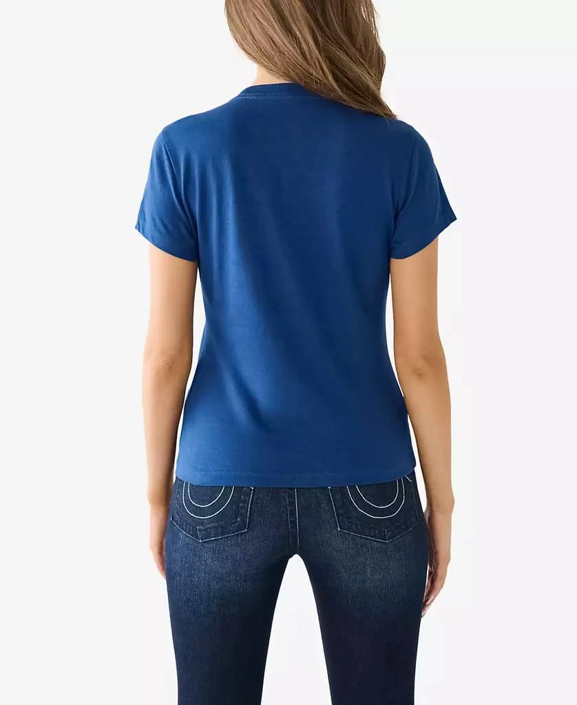 True Religion Women's Short Sleeve Sequin Arched Logo Crewneck T-shirt 2