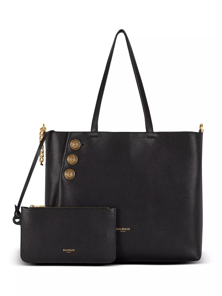 Balmain Emblème Grained Leather Tote Bag 1