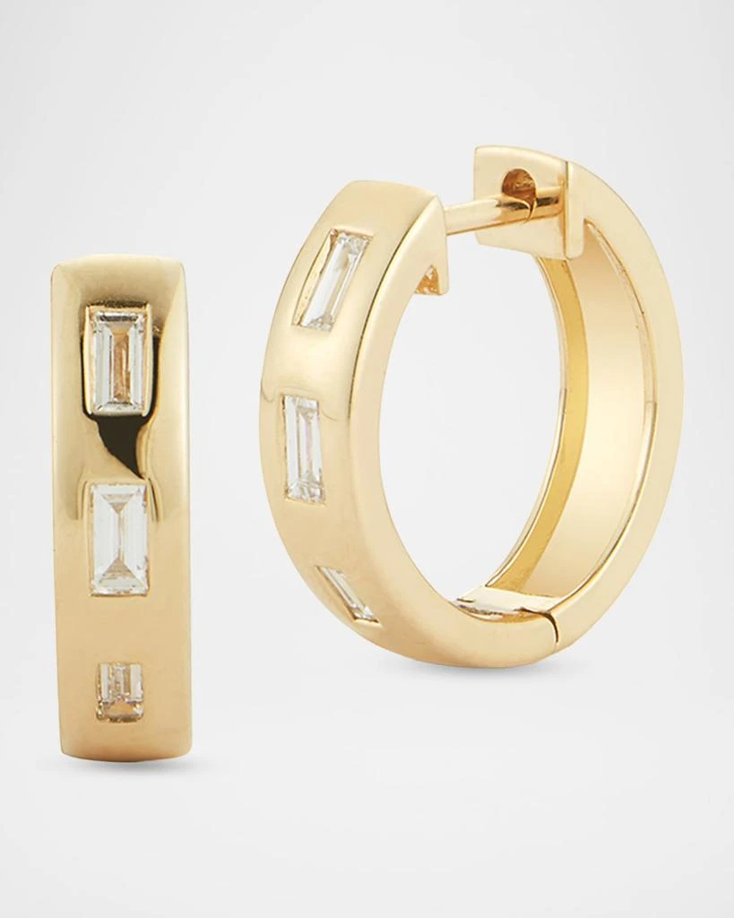 Walters Faith Ottoline 18K Yellow Gold 3 Diamond Baguette Huggie Earrings