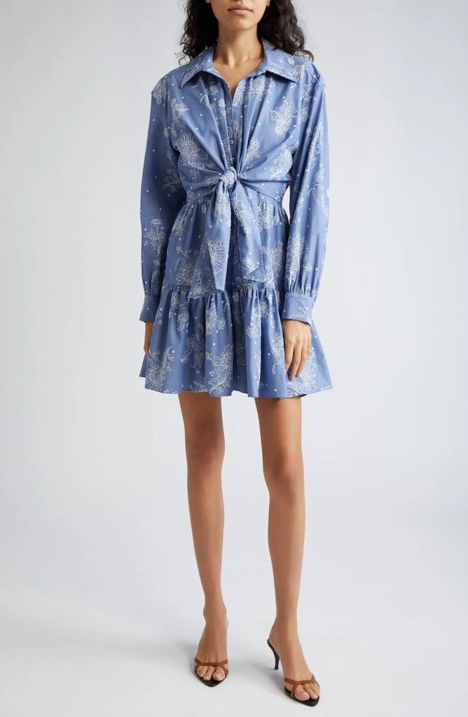 Cinq à Sept Abrielle Tie Waist Long Sleeve Chambray Shirtdress