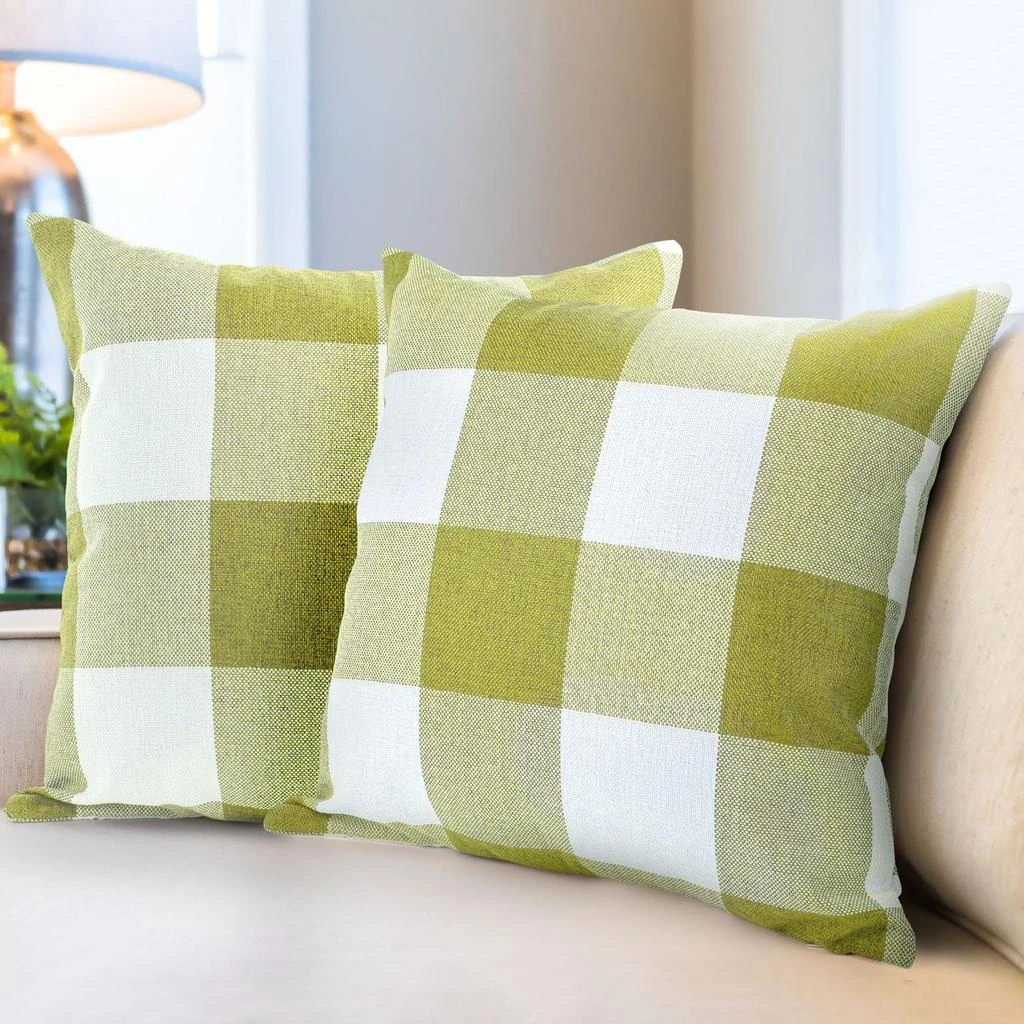 Zulay Kitchen Pack of 2 Buffalo Plaid Throw Pillow Covers 16x16