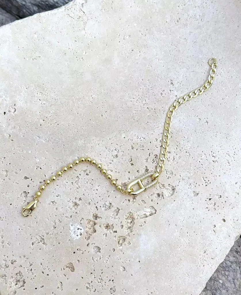 ADORNIA Gold CZ Mixed Chain Sideways Pendant Bracelet 3