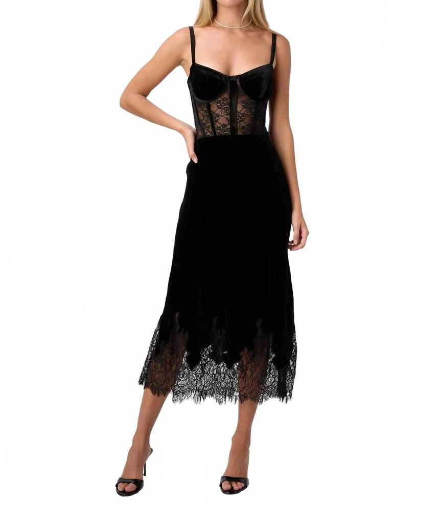 CAMI NYC Valentyna Velvet Corset Bodysuit In Black