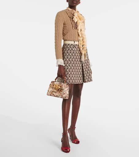 Valentino Ruffled cable-knit virgin wool sweater 2