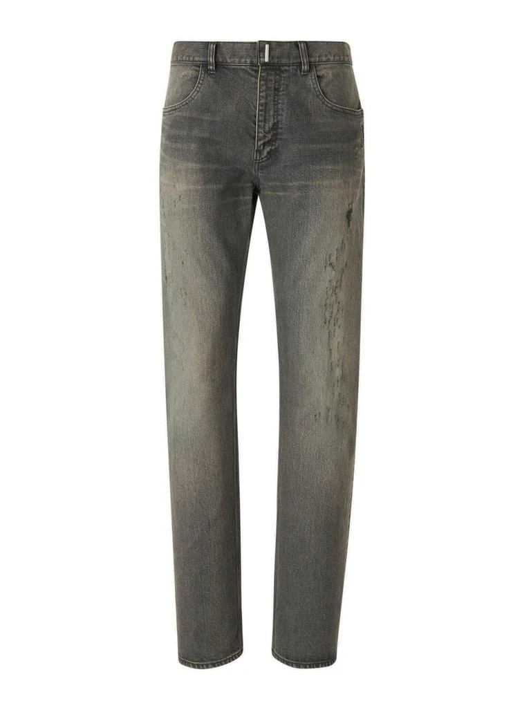 Givenchy Givenchy Logo-Plaque Distressed Straight Leg Jeans from Cettire