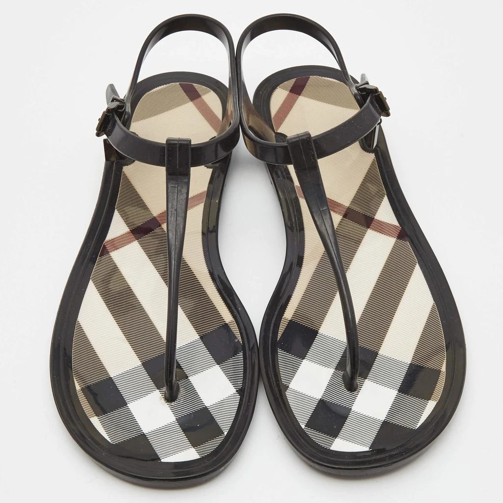 Burberry Burberry Black/Beige House Check Jelly Thong Flats Size 39 3