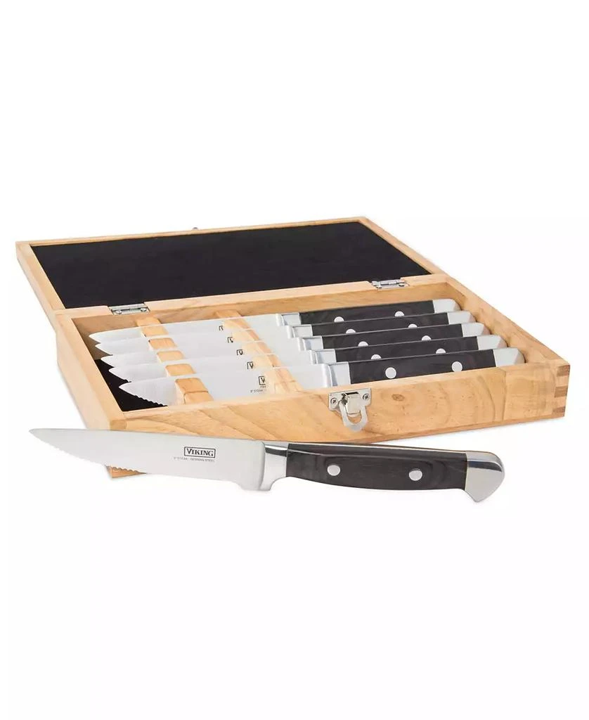 VIKING 6 Piece Pakkawood Steak Knife Set with Box 1