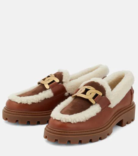 Tod's Kate leather and shearling loafers 5