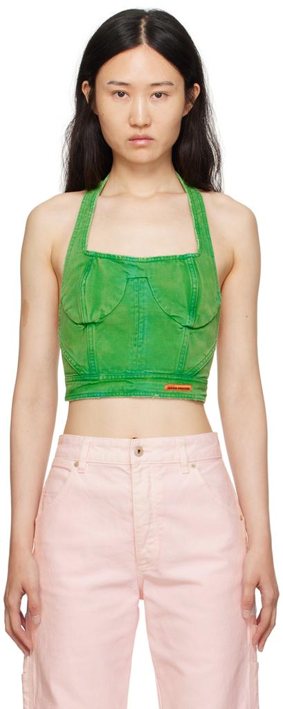 Heron Preston Green Distressed Tank Top