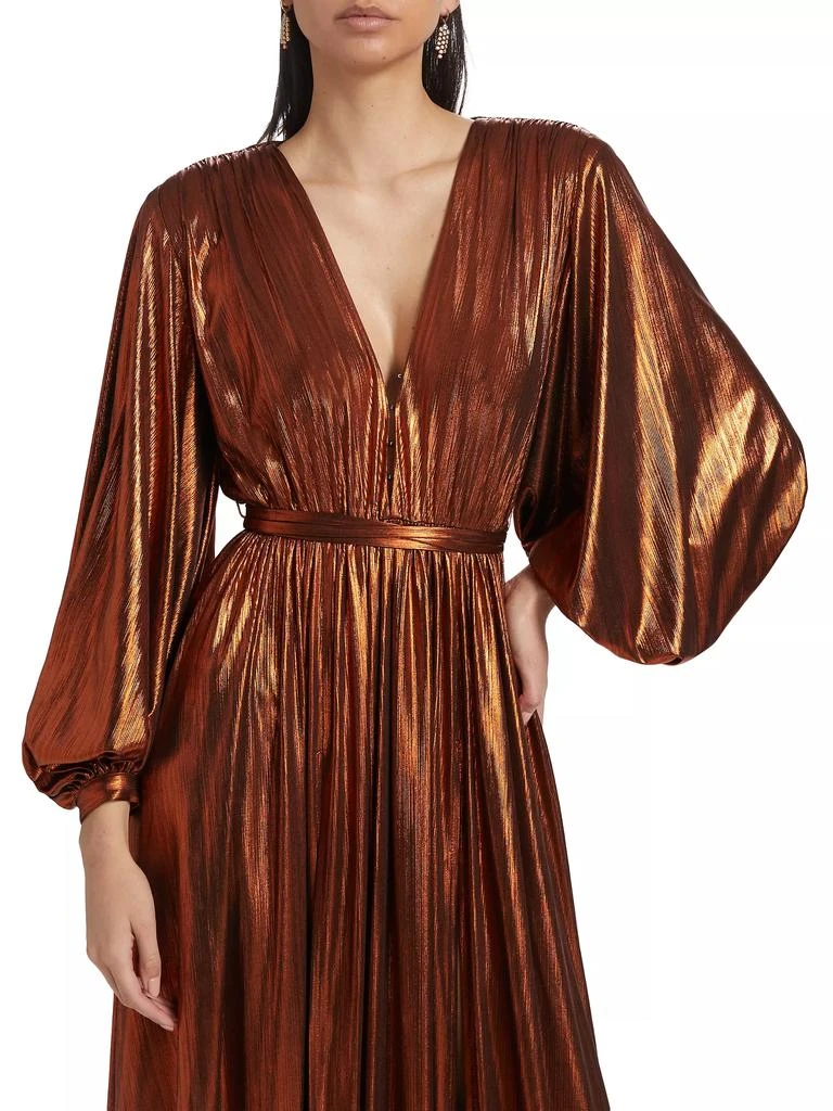 BRONX AND BANCO Zoe Metallic Blouson-Sleeve Gown 6