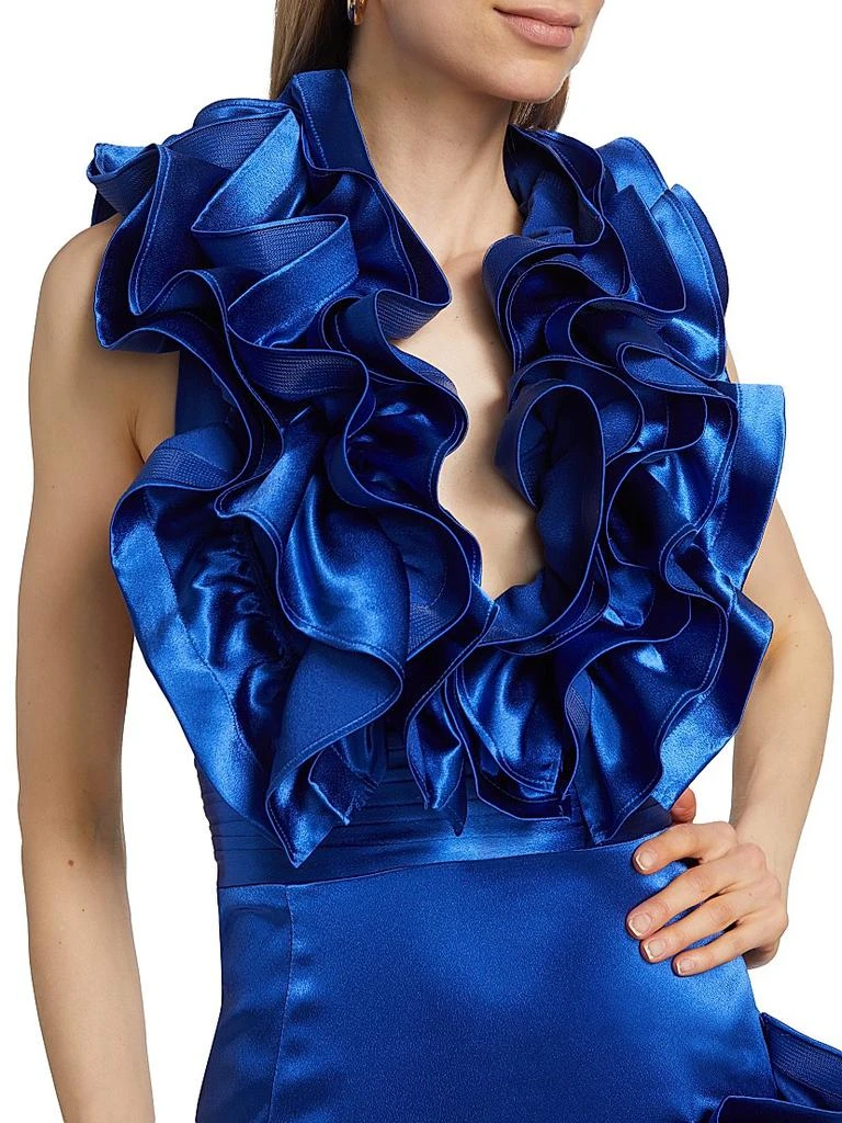 BRONX AND BANCO Aurora Ruffled Silk-Blend High-Low Gown 6