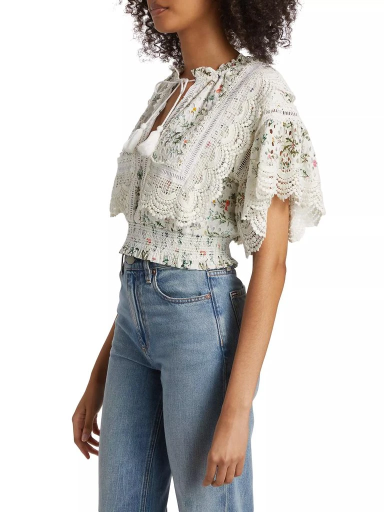 Alice + Olivia Tabitha Floral Lace Tassel Blouse 4