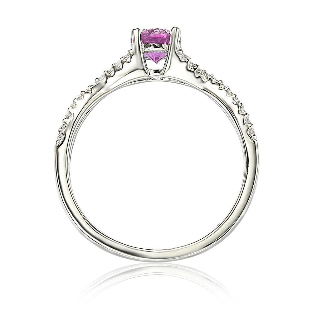Suzy Levian Sterling Silver Pink Sapphire (0.70cttw)
Diamond Accent Crossover Twist Ring 4