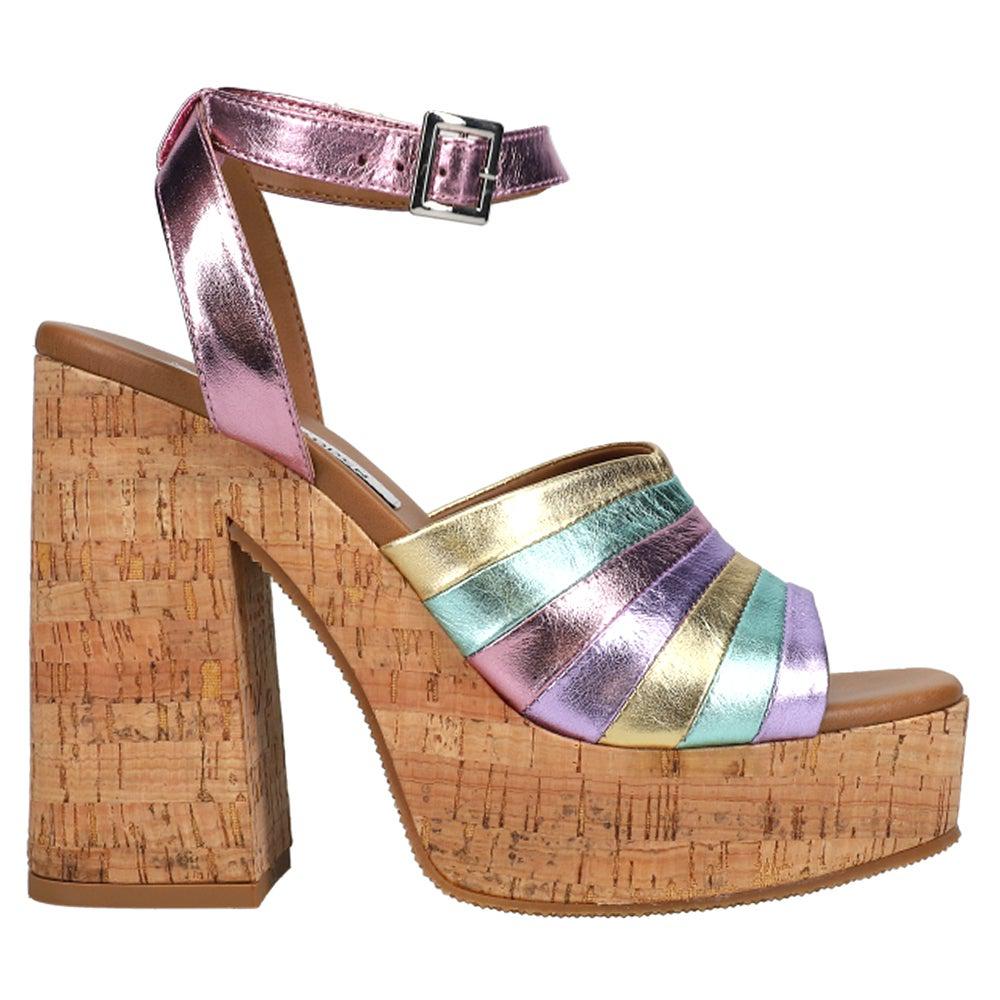 Steve Madden Delvina Metallic Platform Block Heel Sandals