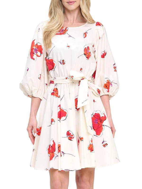 Renee C. Floral Puff-Sleeve Minidress 1