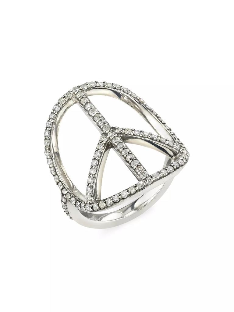 Sheryl Lowe Peace Sign Sterling Silver & 0.95 TCW Diamond Ring