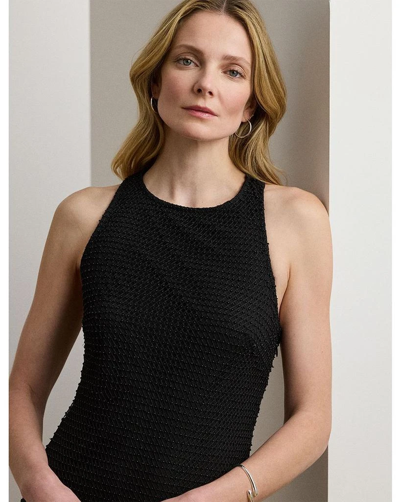 Ralph Lauren Beaded Netting Sleeveless Cocktail Dress 2
