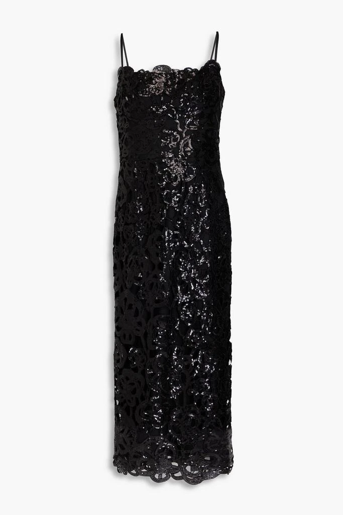 MARCHESA Sequined guipure lace midi dress 1