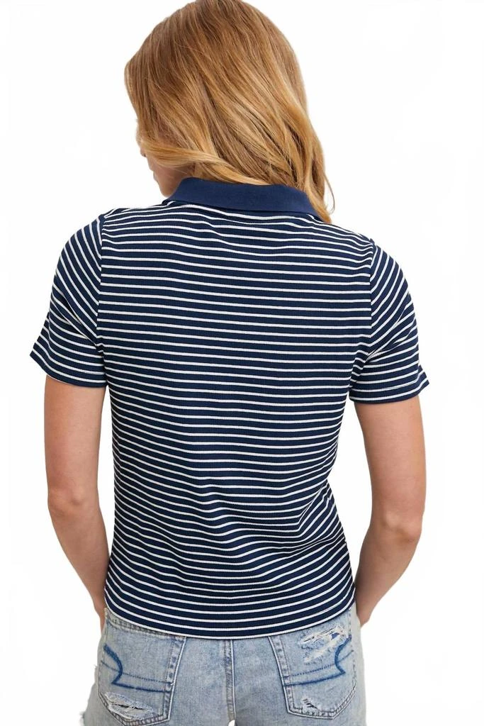 BluIvy Short Sleeve Stripe Polo Shirt In Navy 2