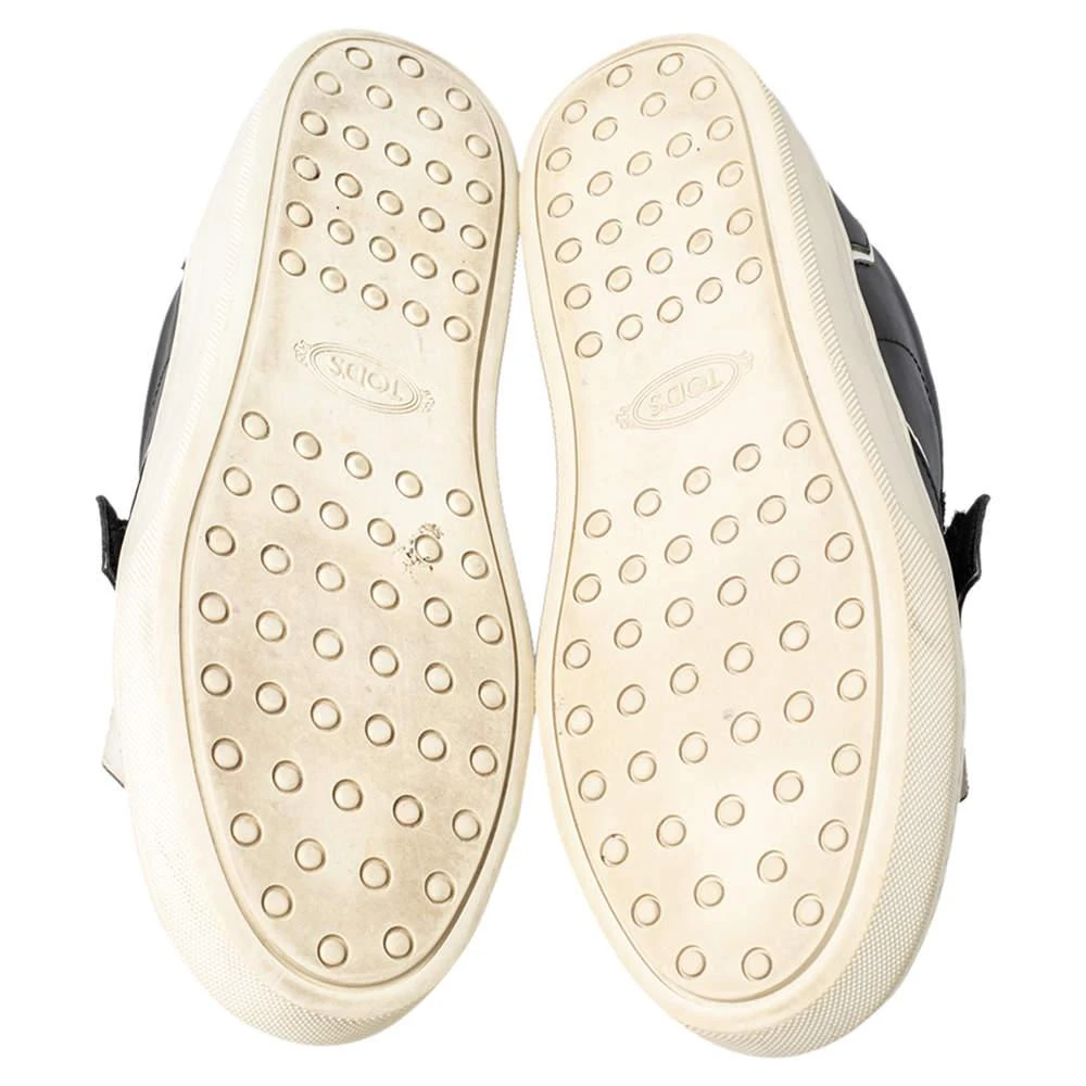 Tod's Tod's Black/White Leather Fringe Detail Slip On Sneakers Size 37 6