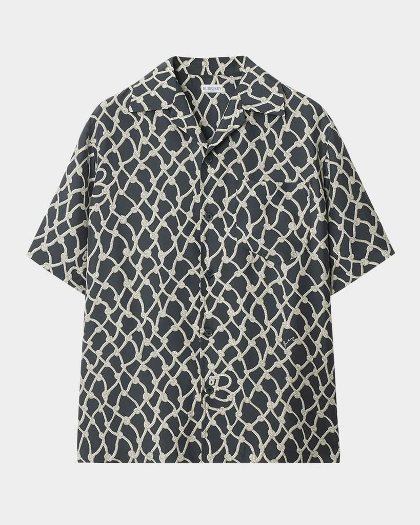Burberry Men
s Silk Rope-Patterned Camp Shirt 1