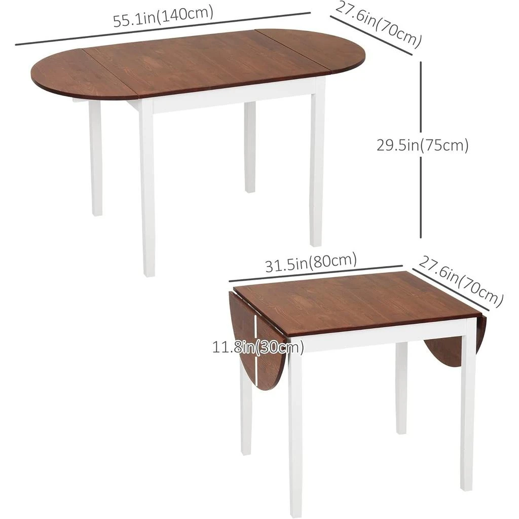 Streamdale Furniture Streamdale Solid Wood Folding Dining Table Drop Leaf Small Spaces Brown 4