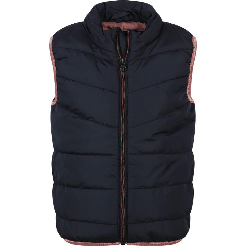 NAME IT® Glittery edge zipped padded gilet in dark sapphire