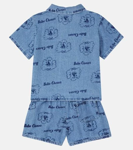BOBO CHOSES Baby Pickles The Dog denim shirt and shorts set 2