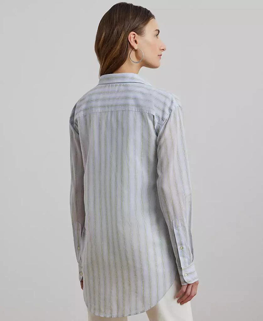 Ralph Lauren Petite Oversize Striped Cotton Voile Shirt 4