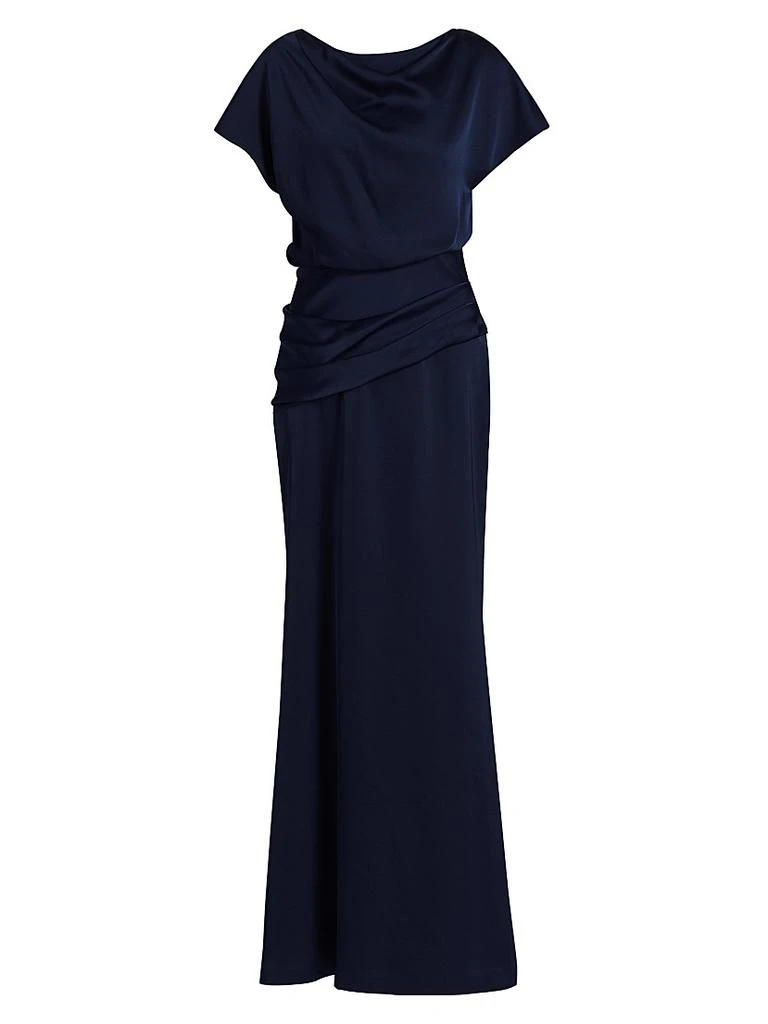Halston Women's Lissandra Satin Gown - Midnight Navy - Size 4