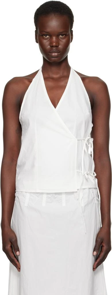 Deiji Studios White Drawcord Halter Top 1