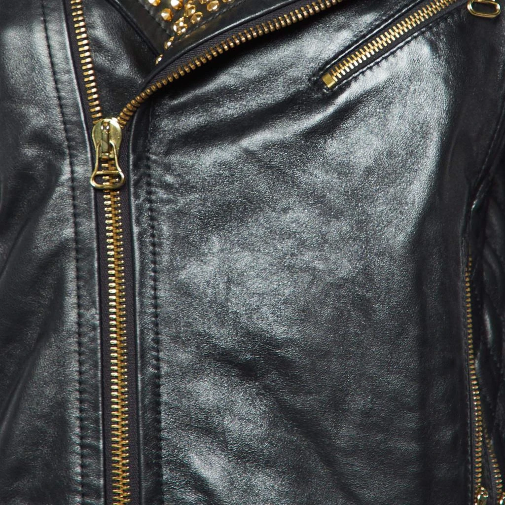PIERRE BALMAIN Pierre Balmain Black Leather Studded Biker Jacket M 4