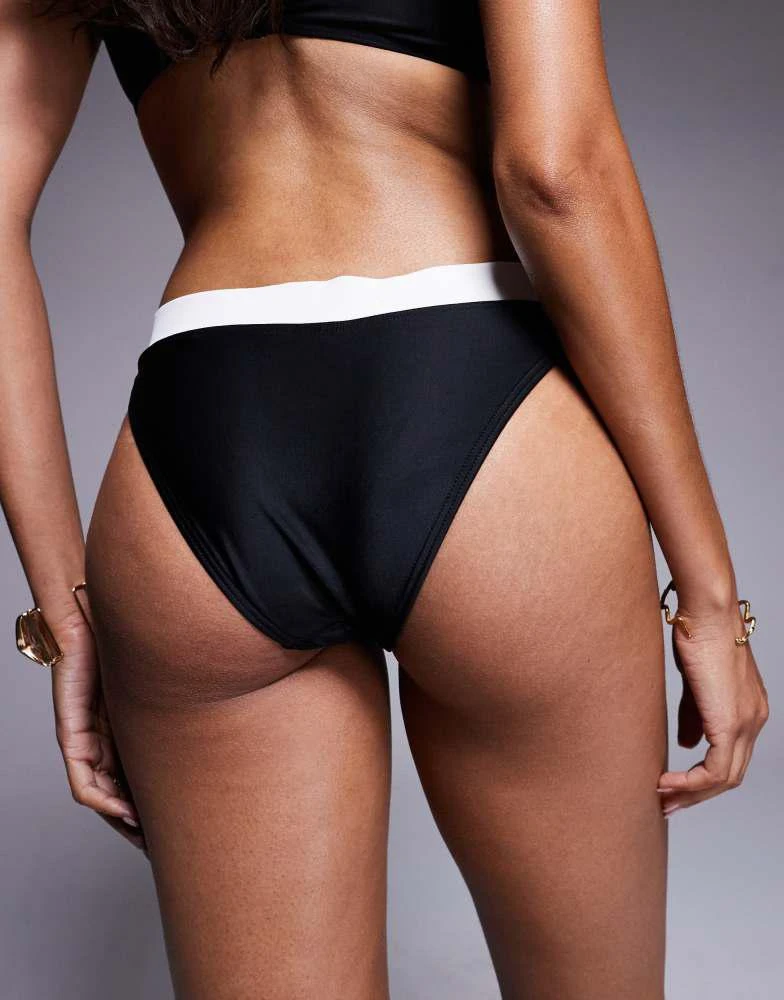 Wolf & Whistle Wolf & Whistle bikini bottom in black and white 4