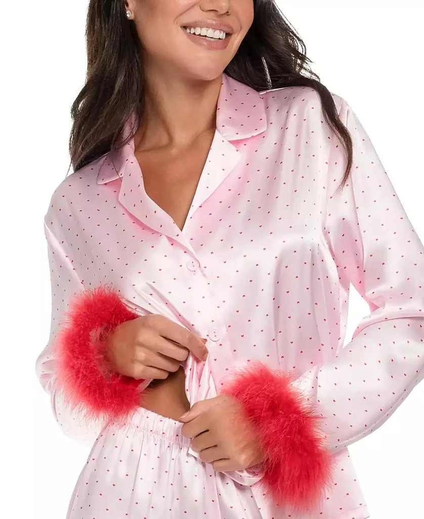 Linea Donatella Women's Marabou Faux-Fur Trimmed Pajama Set 5