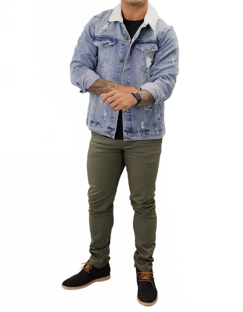 Victorious Carter Sherpa Collar Jacket In Denim