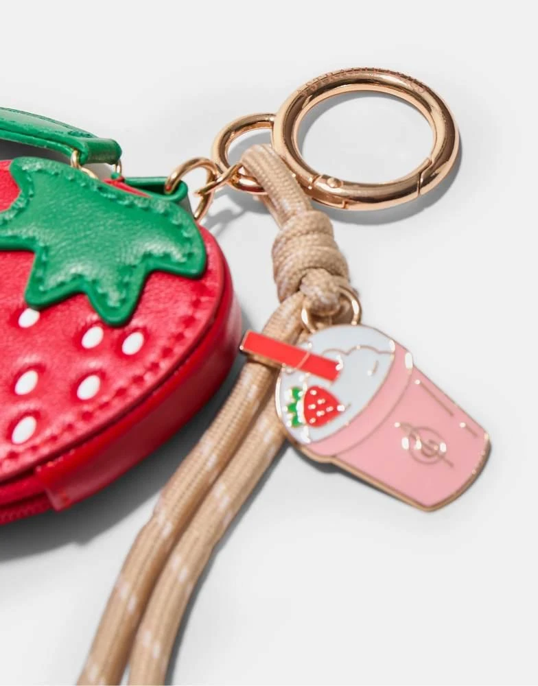 Stradivarius Stradivarius Strawberry charm key ring in red 4