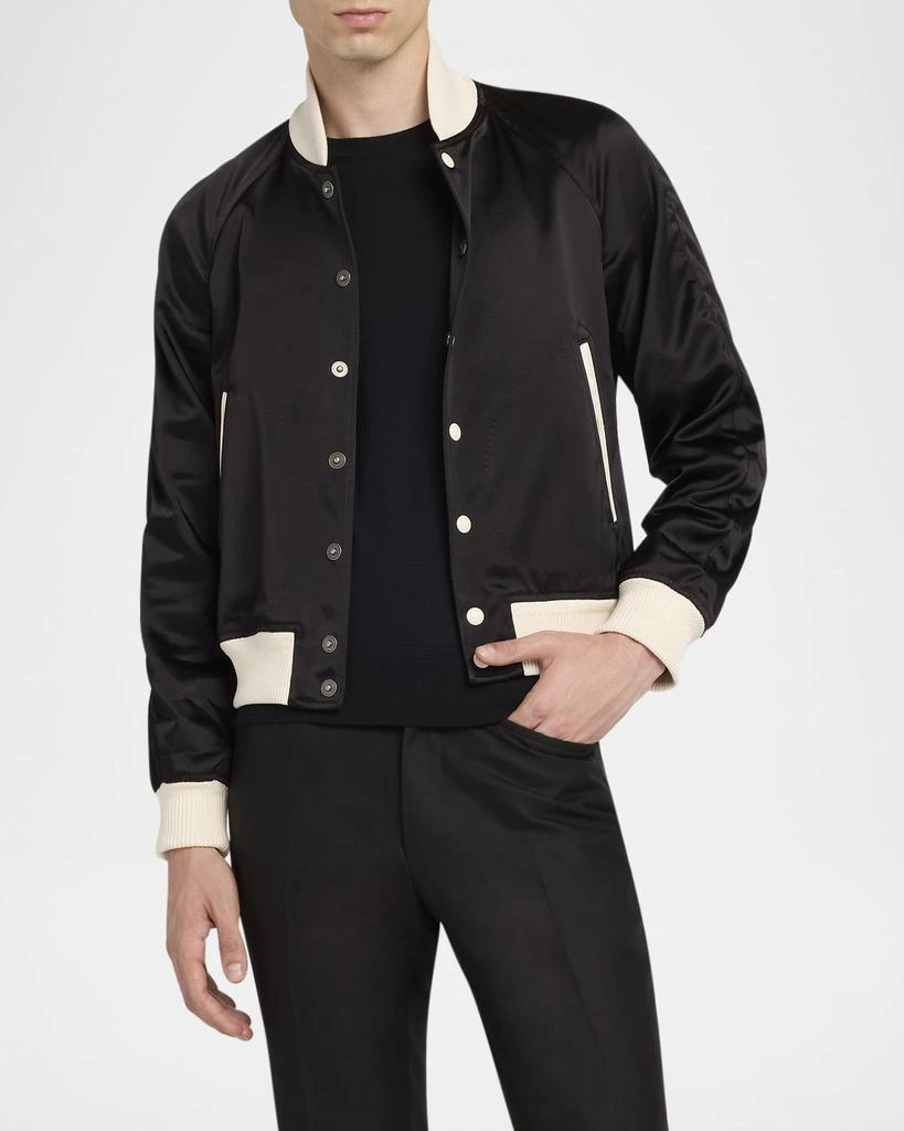 Tom Ford Men's Satin Snap-Front Bomber Jacket 6