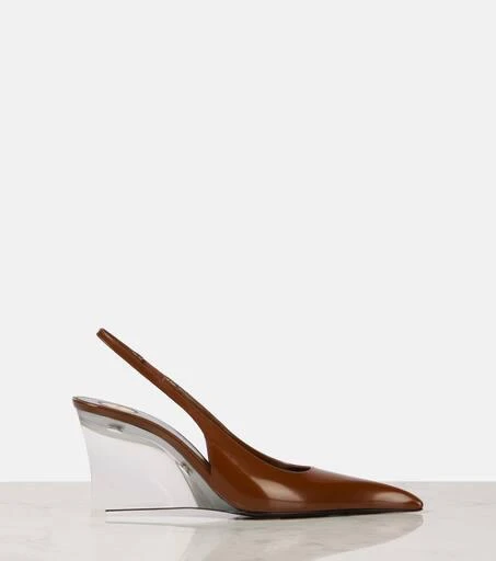 Yves Saint Laurent Miller 80 leather slingback wedges 4