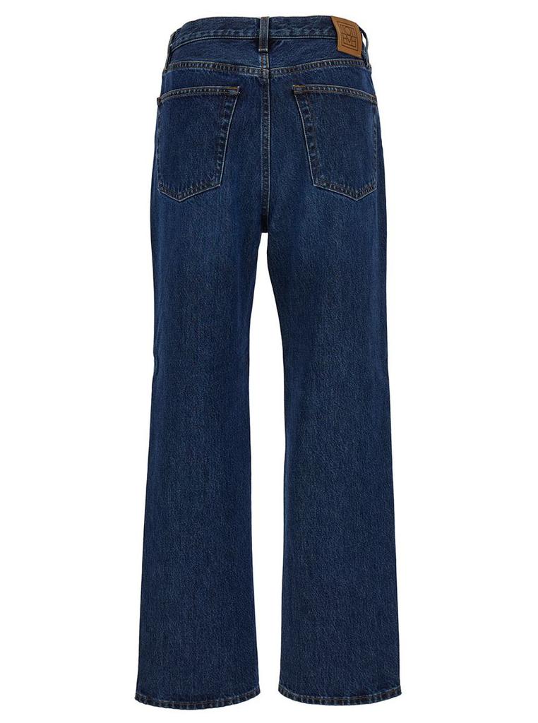 Totême Blue High-Waisted Jeans With Logo Patch In Cotton Denim Woman