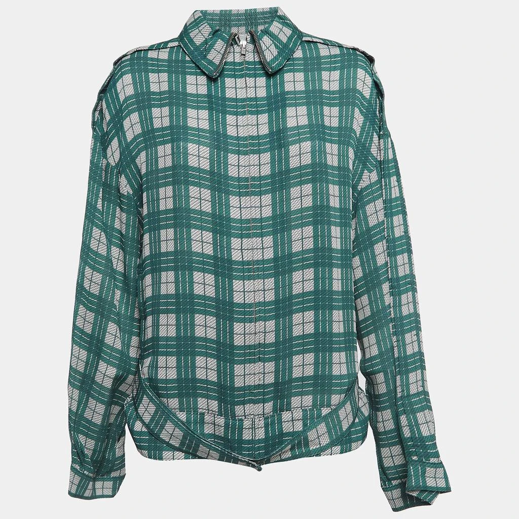 Joseph Joseph Green Check Silk Blend Lightweight Belted Jacket M 1