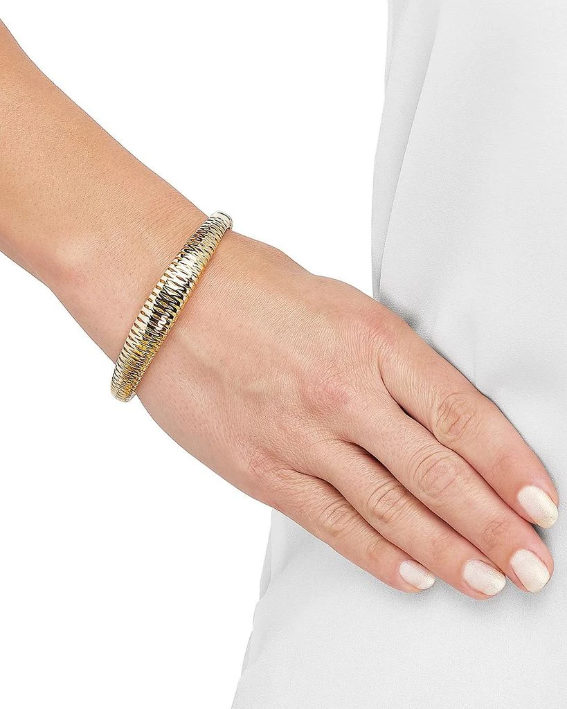 Bloomingdale's Fine Collection Bloomingdale's Lattice Texture Graduated Cuff Bangle Bracelet in 14K Yellow Gold 2