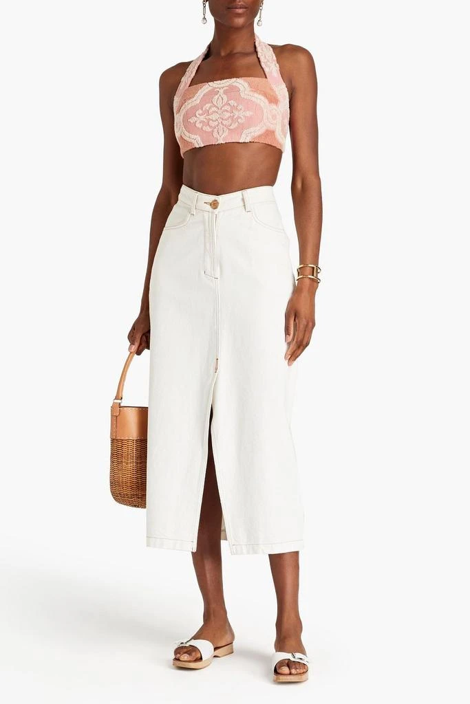 Zimmermann Cropped cotton-jacquard halterneck top 2