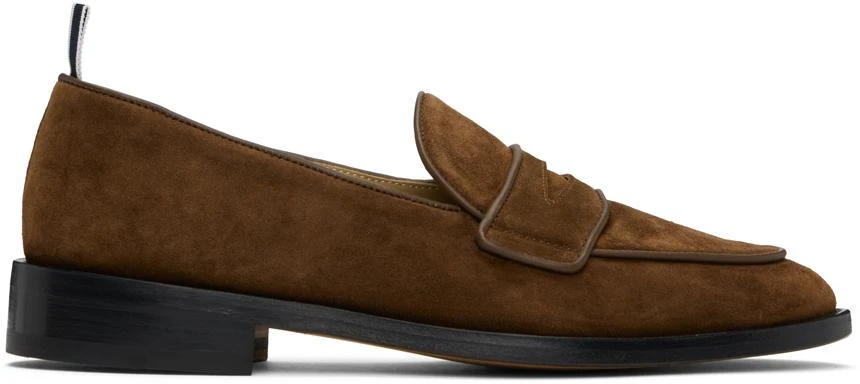 Thom Browne Brown Calf Suede Varsity Penny Loafers 1