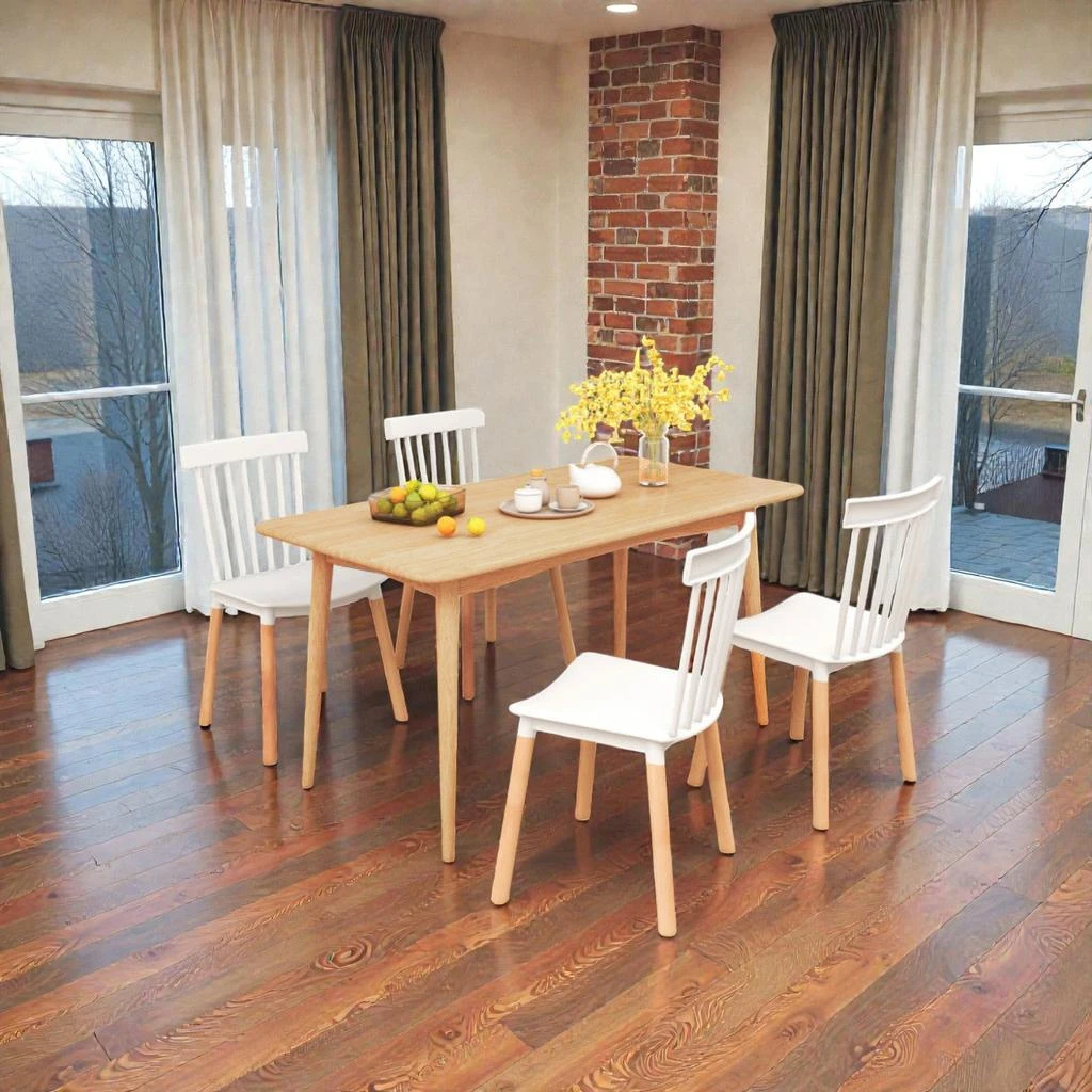 Hivvago Four Dining Chairs with Sculpted Seats and Timeless Spindle-Back Design