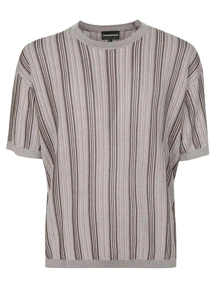 Emporio Armani Emporio Armani Striped Short Sleeve Knitted Top